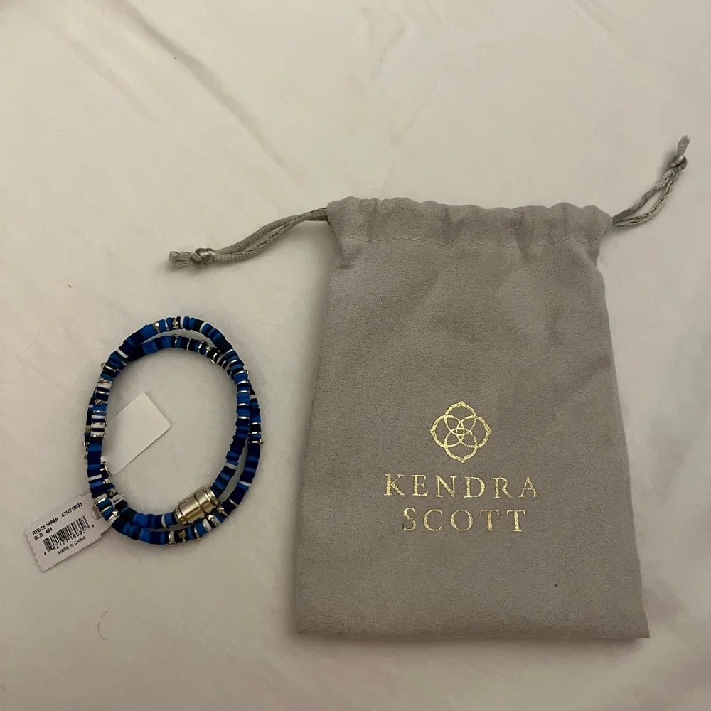 Kendra Scott Blue and Silver Beaded Wrap Bracelet - Picture 1 of 2